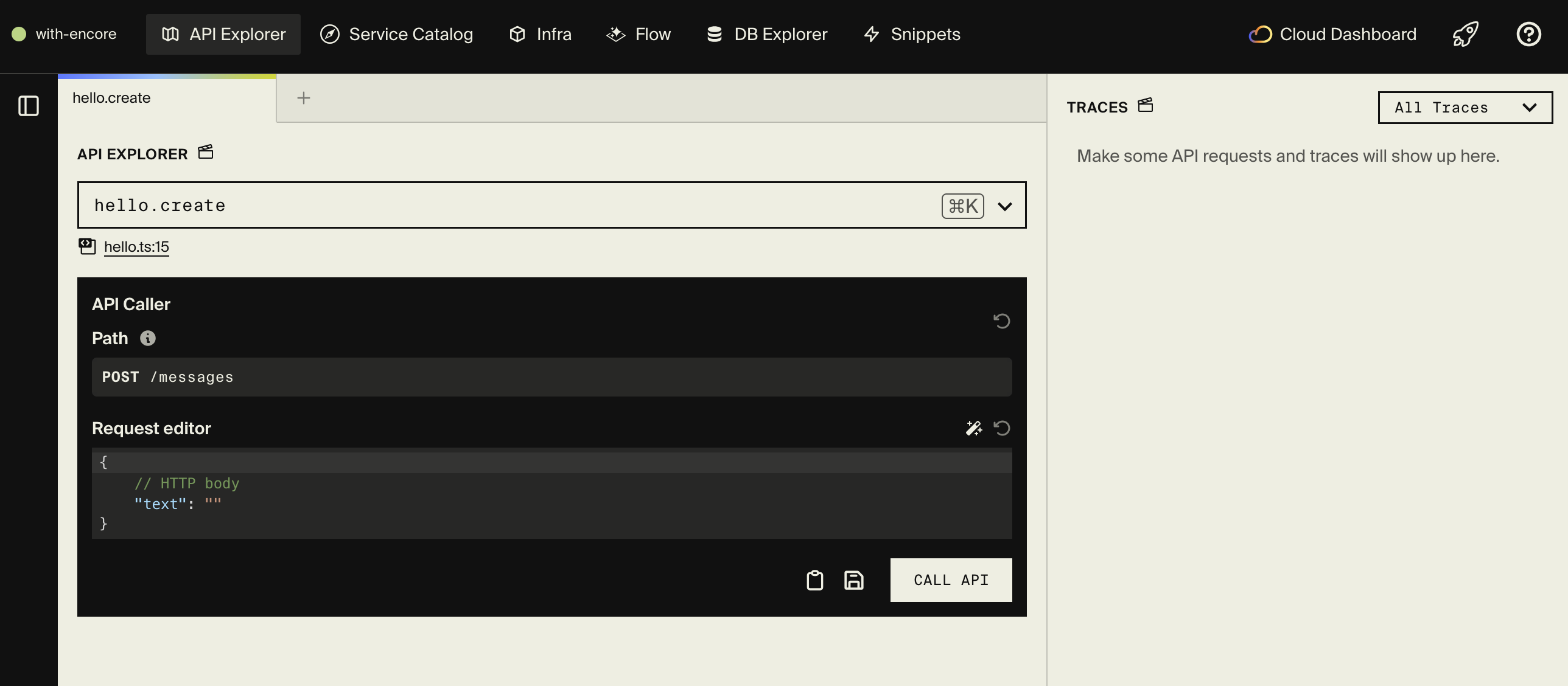 Encore local development dashboard